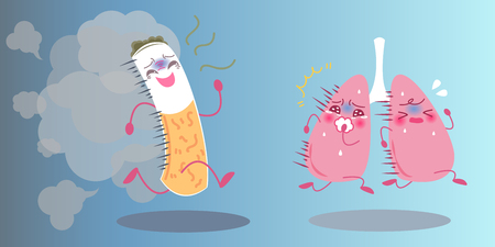 Cute cartoon lung with health concept on blue background.のイラスト素材