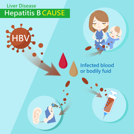 Liver and hepatitis b cause with healthy conceptのイラスト素材