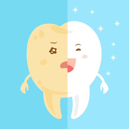cute cartoon tooth with health concept on blue backgroundのイラスト素材