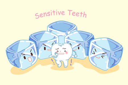 cute cartoon tooth feel afraid with sensitive problemのイラスト素材