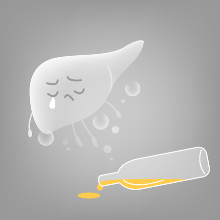 cute cartoon liver with health problem conceptのイラスト素材