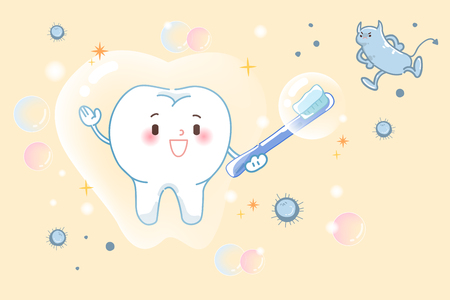 Cute cartoon white tooth with health conceptのイラスト素材