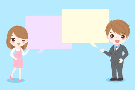 Couple with speech bubbleのイラスト素材