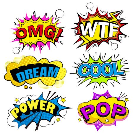 pop of cartoon speech bubble on the white backgroundのイラスト素材