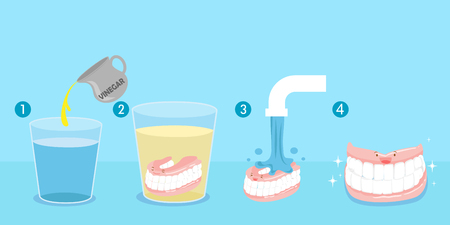 Cute cartoon dentures illustration healthy conceptのイラスト素材