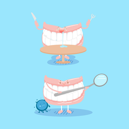 Cute cartoon dentures for your healthy conceptのイラスト素材