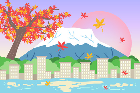 Cute cartoon fujisan travel conceptのイラスト素材