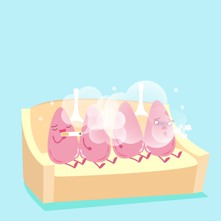 Lung with smoke problem on the blue backgroundのイラスト素材