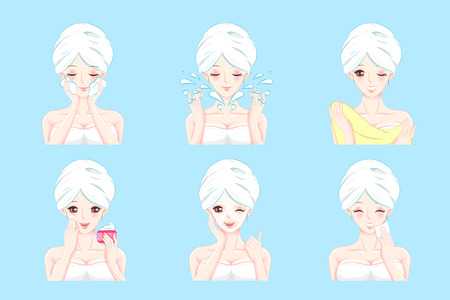 Woman with skin care.のイラスト素材