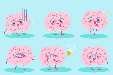Cute cartoon brain on.のイラスト素材