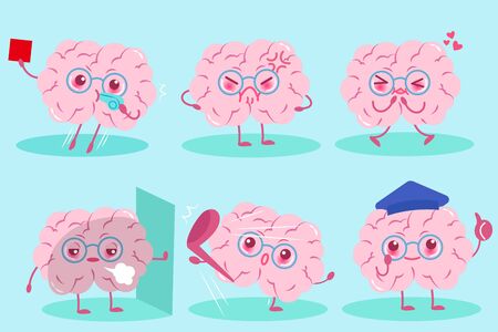 Cute cartoon brain on.のイラスト素材
