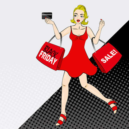 woman with black friday on the blackgroundのイラスト素材