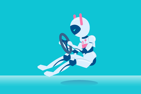 cute cartoon artificial intelligence on the blue backgroundのイラスト素材