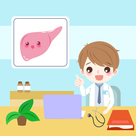 Doctor with liver concept illustration.のイラスト素材