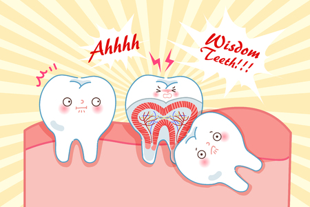 cute cartoon wisdom teeth with health conceptのイラスト素材