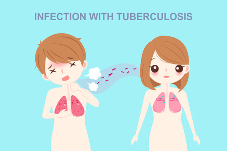 People with tuberculosis problem on the blue background.のイラスト素材