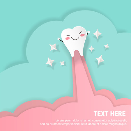 tooth with dental care concept on the green backgorundのイラスト素材