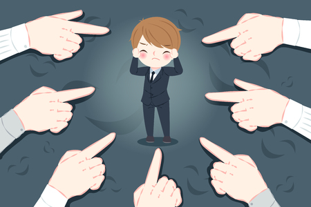 Businessman with bullying concept on the black backgroundのイラスト素材