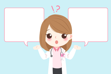 Cartoon woman doctor on the blue backgroundのイラスト素材
