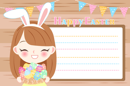 Girl with happy Easter for your holiday conceptのイラスト素材