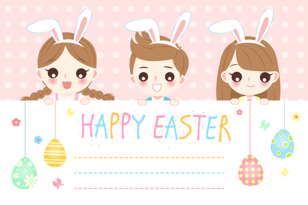 Children with happy Easter for your holiday conceptのイラスト素材