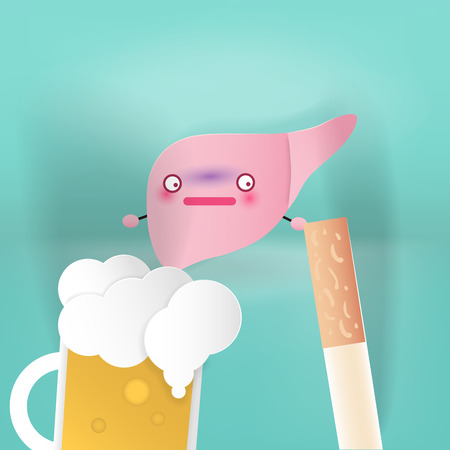 liver with health problem on the green backgroundのイラスト素材