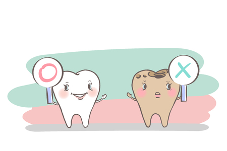 cute cartoon tooth on the hwite backgroundのイラスト素材