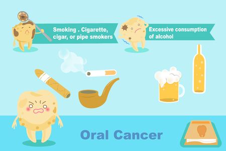 Tooth with oral cancer concept on the blue background.のイラスト素材