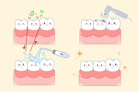 tooth with dental concept on the yellow backgroundのイラスト素材