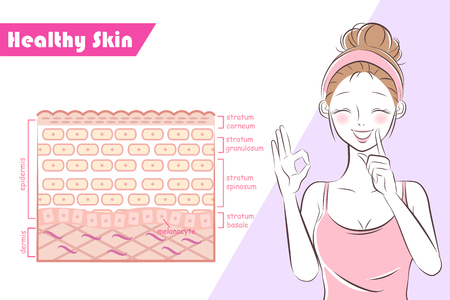 woman with healthy skin concept on the blue backgroundのイラスト素材