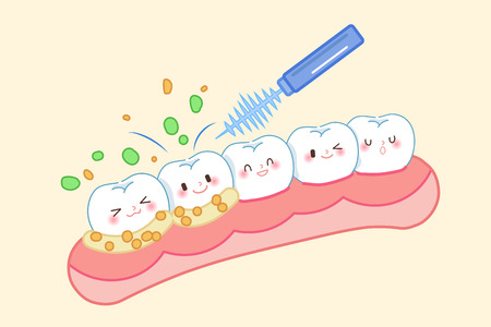 cute cartoon tooth with dental care conceptのイラスト素材