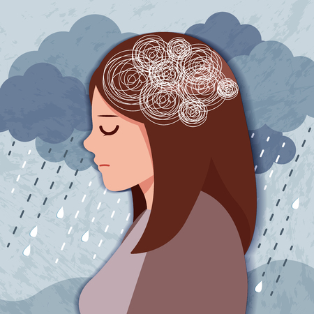 upset and depressed woman crying sadly conceptのイラスト素材