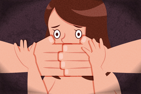 sexual harassment over scared and despair girlのイラスト素材