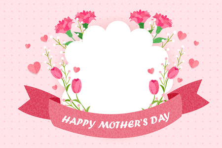 happy mothers day greeting card with flowersのイラスト素材