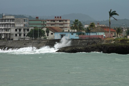 coastline and cityscape of Baracoa on Cubaの写真素材