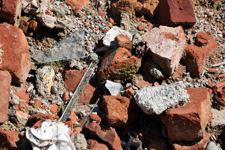 rubble of a demoished houseの写真素材
