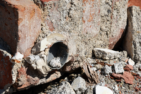 rubble of a demoished houseの写真素材