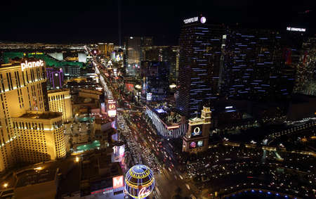 LAS VEGAS - DECEMBER 24  Las Vegas Strip December24, 2012 in Las Vegas  The Strip is about 4 miles long and is seen here from Eiffel tower of Paris Las Vegas Hotel and Casinoのeditorial素材