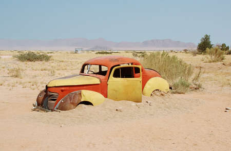 Abandoned car in Solitaire, Namibiaの写真素材