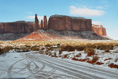 The majestic Monument Valley in winterの写真素材