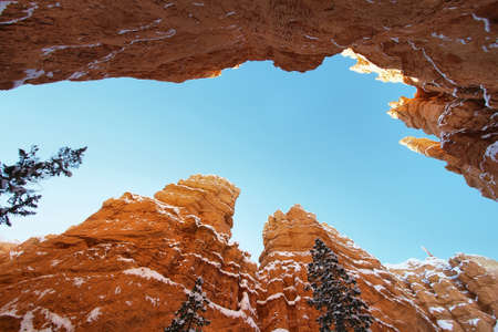 Bryce canyon panorama with snow in Winterの写真素材