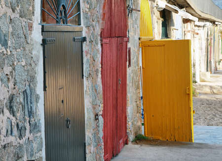 Colorful doors in a beach of Lの写真素材