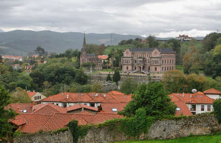 Sobrellano Palace, a neogothic work of Catalan architect Joan Martorell on November 2, 2013 in Cantabrian town of Comillas, Spainのeditorial素材
