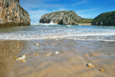 Cuevas del mar beach, Asturias  Spain  の写真素材
