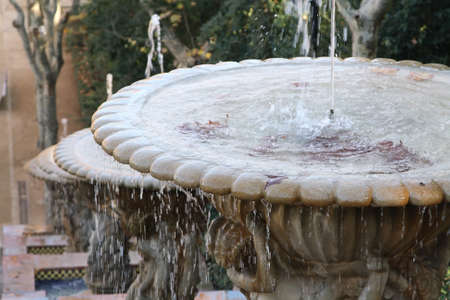 Fountain sculpture detail in Barcelonaの写真素材