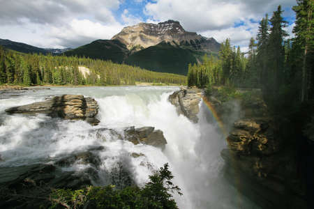 Athabasca Falls in Jasper National Park, Alberta, Canadaの写真素材