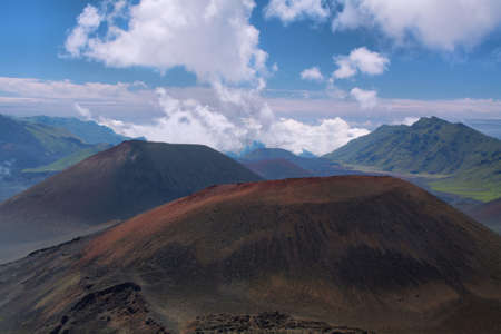 Caldera of the Haleakala volcano in Maui island, Hawaiiの写真素材