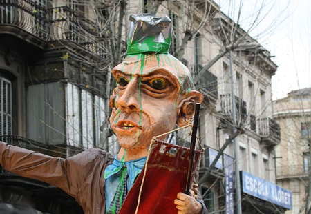Giant doll in Sants Street carnival parade on March 1, 2014, Barcelona, Spain.のeditorial素材