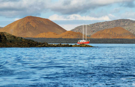 Volcanic landscape of Santiago island from Bartolome, Galapagos, Ecuadorの写真素材