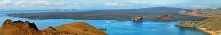 Volcanic landscape of Santiago island from Bartolome, Galapagos, Ecuadorの写真素材
